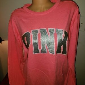Victoria's Secret PINK Shimmer Foil Pullover Crew